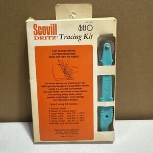 VTG Scovill Dritz Tracing Wheel Sewing Pattern Marker 5 Sheets of Tracing Paper